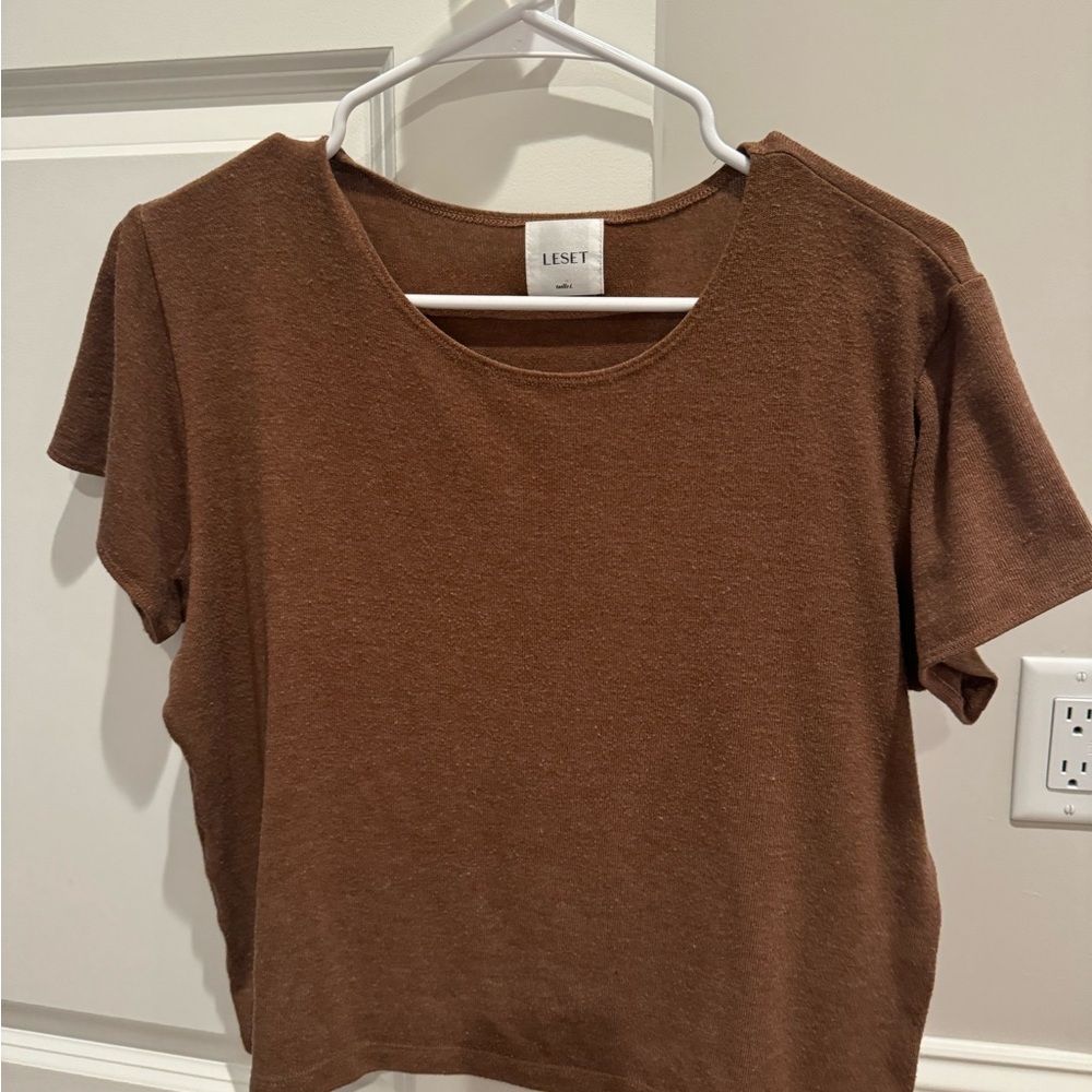 LESET Brown Short Sleeve Tee